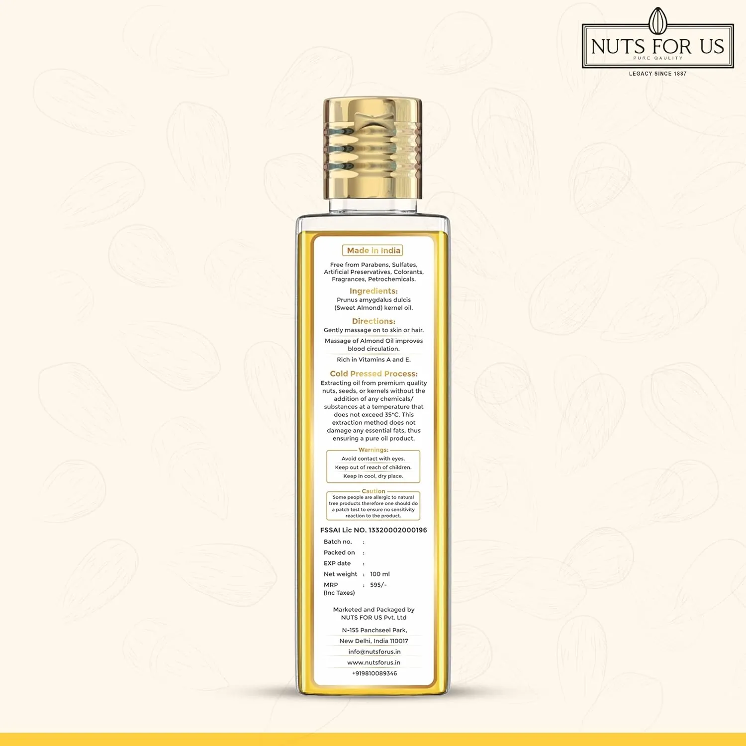 pure cold pressed sweet almond oil hair & skin | nutsforus