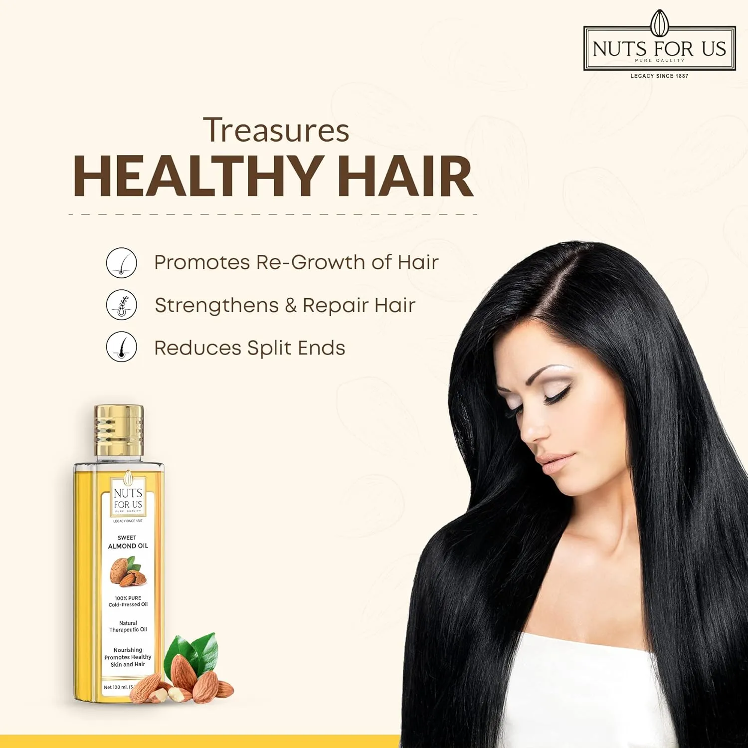 pure cold pressed sweet almond oil hair & skin | nutsforus