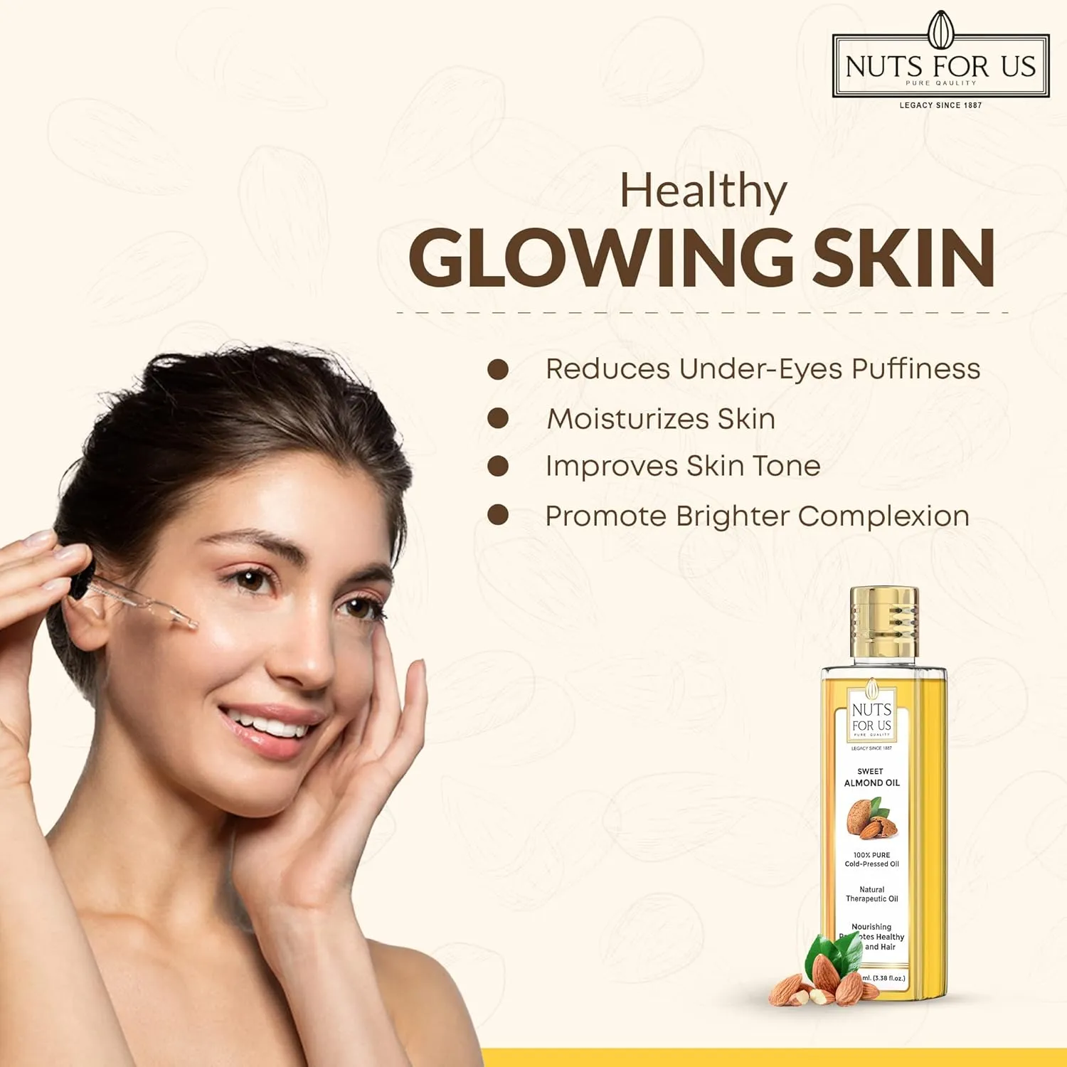 pure cold pressed sweet almond oil hair & skin | nutsforus