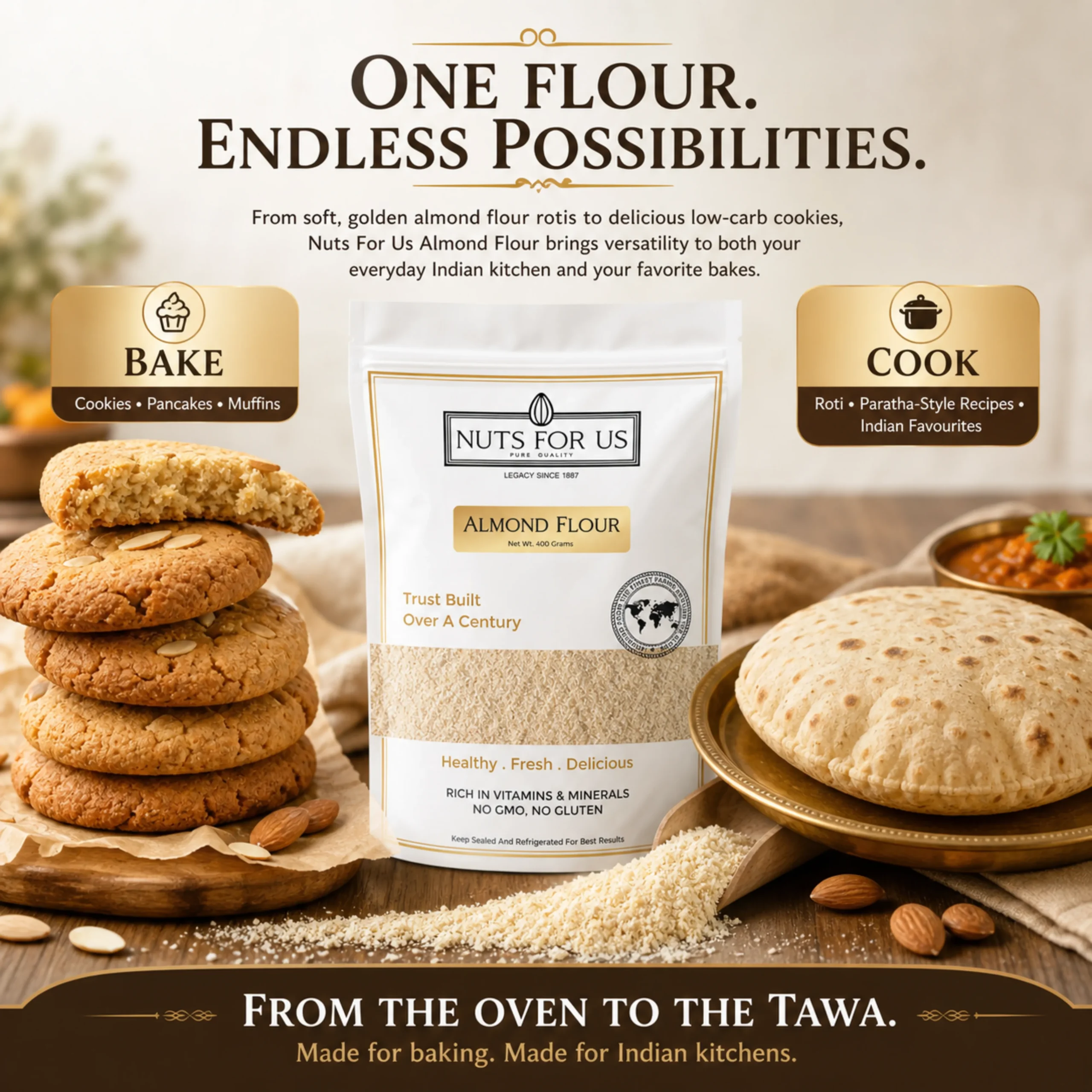 Ublanched Almond Flour for baking and Roti